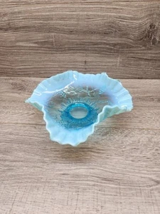 Vintage Northwood blau opalisierende Trauben & Ranken gekräuselte Glasschale - Bild 1 von 6