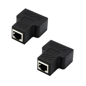 2* RJ45 Splitter Adapter 1 to 2 Ways Dual Female Port CAT5/CAT 6 LAN Ethernet E - Photo 1/14