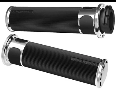 Arlen Ness Fusion Series Chrome Grips HARLEY TOURING SOFTAIL DYNA FXR SPORTSTER  - Image 1 of 4