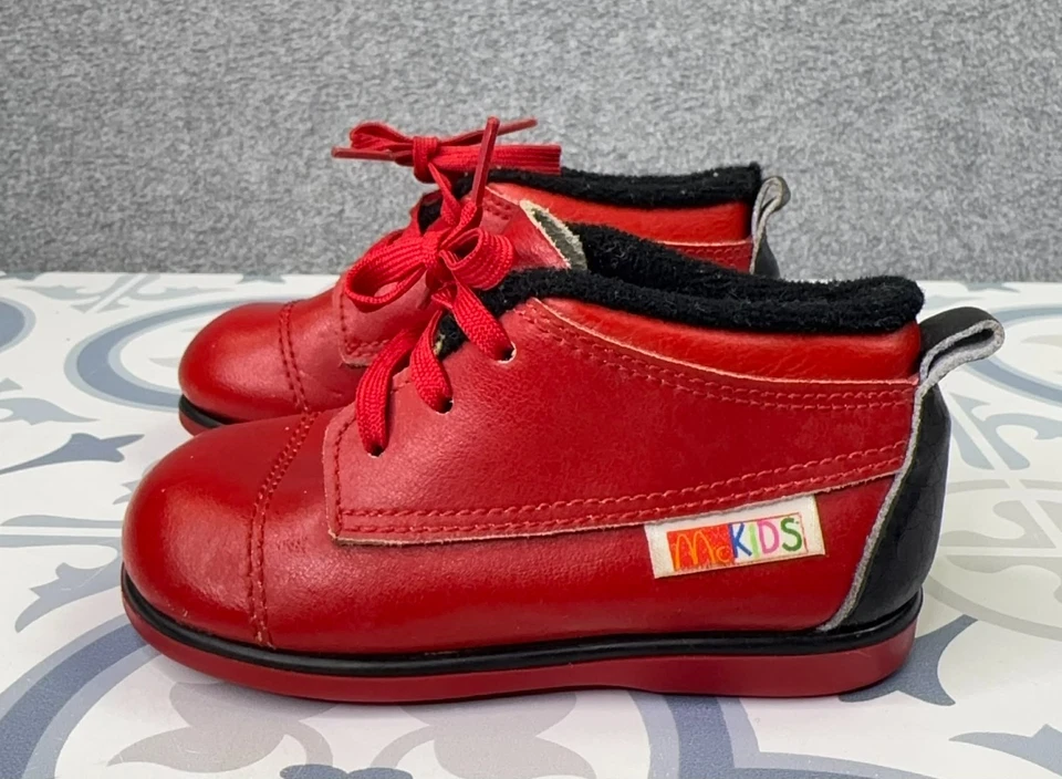 Винтажные детские прогулочные туфли 80-х Baby Deer x McKids размер 3 1/2 D красная кожа США - Изображение 1 из 4