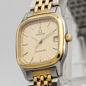 *NEAR MINT* Vintage OMEGA Seamaster Cal.1426 Quartz Gold Roman Dial 22mm Women's - Picture 1 of 17