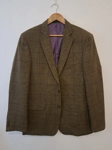 Magee Irish Tweed Blazer Jacket 42 Check Green Burgundy Windowpane Smart Casual - Picture 1 of 14