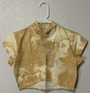 Reebok Cloud Splatter Crop Shirt S – Athletic Cropped Tee, Gym Casual, Trendy - Picture 1 of 6