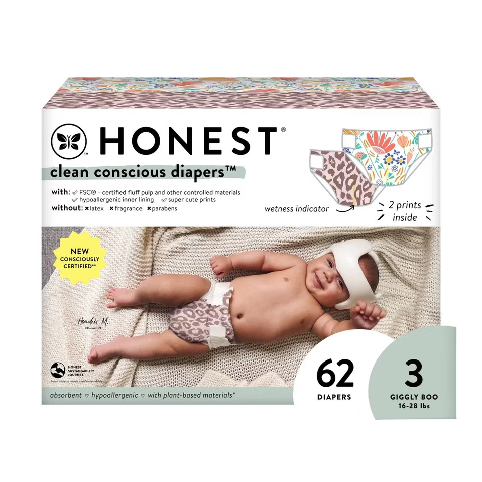 Pañales desechables Honest Clean Conscious - Flower Power y Wild Thang - Foto 1 de 4