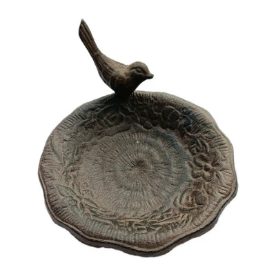 BAÑO DE PÁJARO SOBRE HOJAS ACABADO ÓXIDO HIERRO FUNDIDO, Portamonedas, Plato de Caramelo Foto 1 de 3