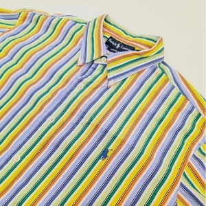 Vintage Polo Ralph Lauren Button Shirt Mens XL Striped Colorful Custom Fit - Picture 1 of 8