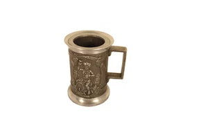 Small Pewter Cup no words or marks a man setting on a beer keg - Picture 1 of 7