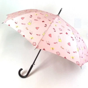 Bolso de mano y patrón de zapatos rosa con paraguas automático para dama - Imagen 1 de 3