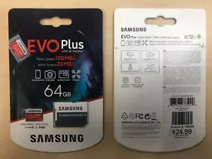 Carte mémoire flash OEM Samsung EVO Plus 64 Go micro SDXC C10 - MC64H - Photo 1 sur 3