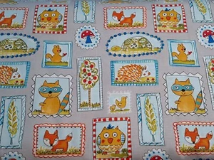 2 YARDS Quilt Cotton Fabric - Free Spirit FOX PLAYGROUND Fox Frames Grey - Picture 1 of 2