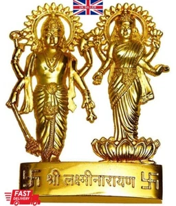 Vishnu & Lakshmi Göttin Hindu Idol Reichtum Weisheit Glück Pooja Indien Statue Metall - Bild 1 von 2