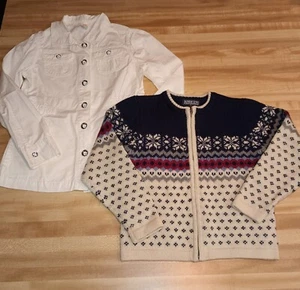 Lot Of 2 Girl Outerwear white Jacket Sweater Gymboree Small 7-8 cardigan zipper - Picture 1 of 1