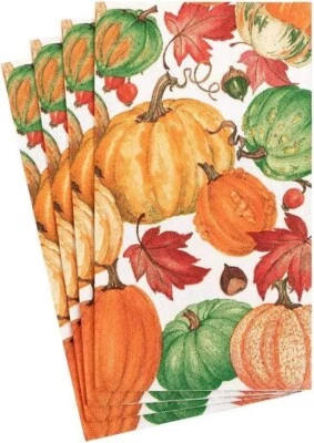Caspari Paper Guest Towel Napkins, Pumpkin Field - 2 Packs (16550G) - Image 1 of 2
