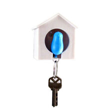 porte-clés Porte-clés Birdhouse - Maison Blanche avec oiseau bleu