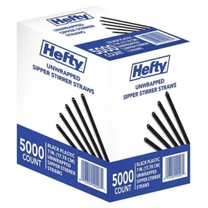 Hefty Unwrapped Plastic Sipper Stirrer Straws, 7", 5000 ct. - Picture 1 of 5