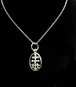 Necklace Pendant Cross Of Caravaca. With Fence 0 29/32in Silver Sterling & Chain - Picture 1 of 2