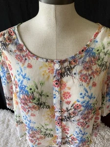 Mudd Super Sheer Super Gorgeous Floral Blouse Sz L - Picture 1 of 8