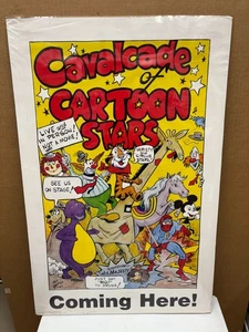 VINTAGE CALVACADE OF CARTOON STARS CIRCUS ACTS ANIMATED PROGRAM 17X26 - Picture 1 of 1
