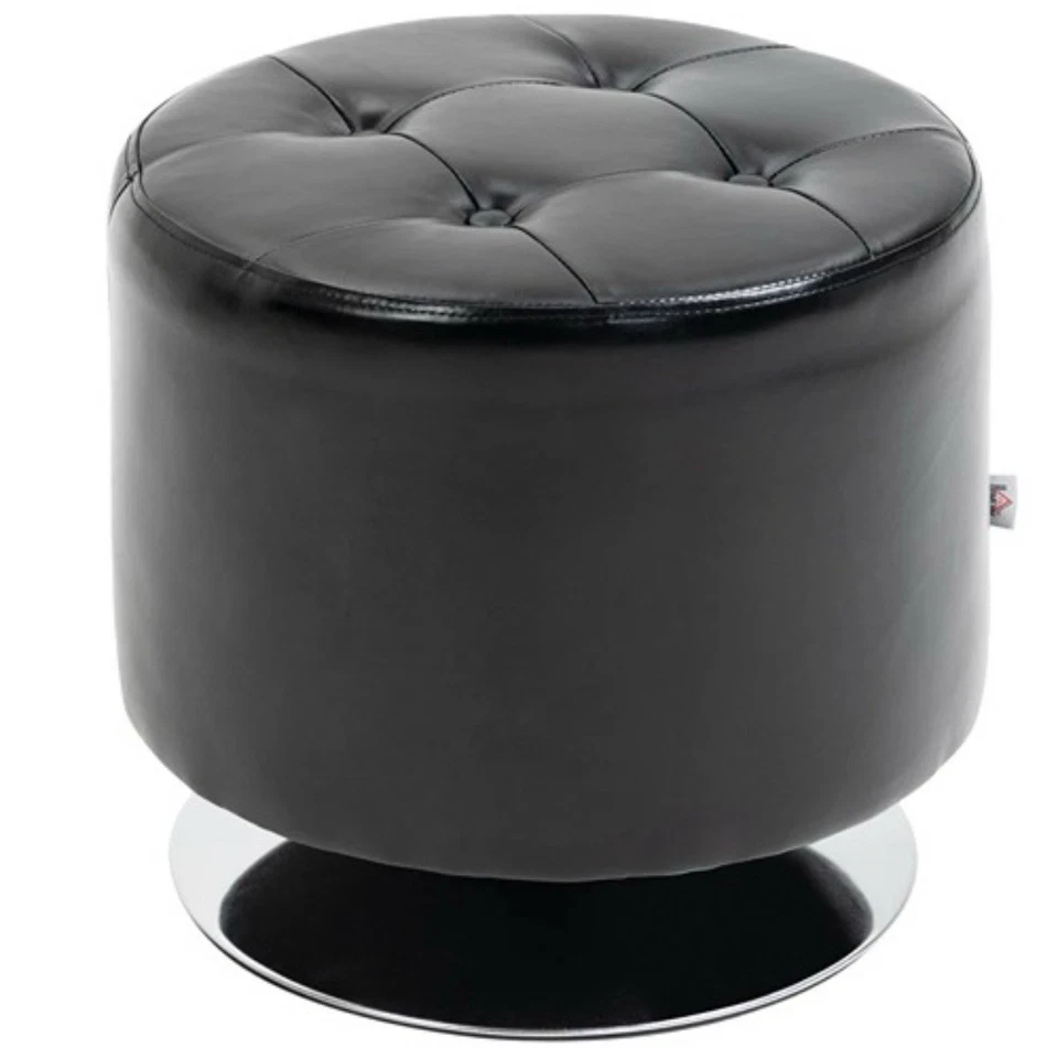 HOMCOM 360° 旋转脚凳 圆形 PU 奥斯曼 带厚海绵填充 黑色 — 第 1/1 张图片