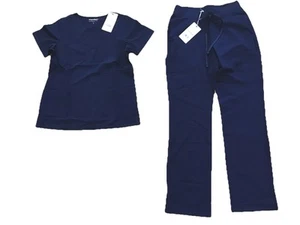 New Mandala Size XS Navy Blue Scrub Set V-neck Top Pockets Cargo Pants (T14-1) - Picture 1 of 14