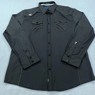 Roar Shirt Mens 2XL Black Foundation Parallel II Contrast Stitch Western Rock - Image 1 of 4