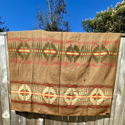 Antique 1920s Pendleton Blanket Brown Green Red Cayuse Indian Trade Rare  - Image 1 of 4