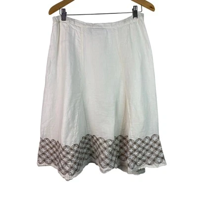 Falda acampanada para mujer Chico talla 2 100 % lino crema bordado topo línea A Foto 1 de 4