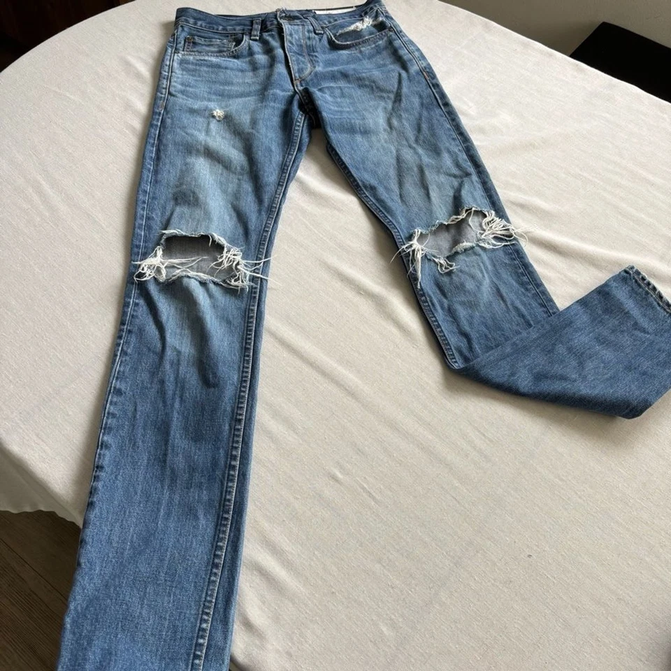 rag & bone Standard Issue Distressed Slim Leg Jeans Size 28 Button Fly - Image 1 of 4