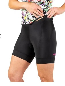Neu Ultima Gel gepolsterte Damenshorts schwarz und pink Logo Medium - Bild 1 von 5
