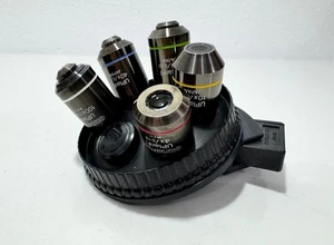 Olympus UPlanFL SET 100x, 40X, 20X, 10X, 4X Microscope Objectives W/ Turret - Picture 1 of 8