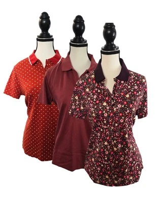 Lands' End Women's  Polo Tops in Floral, Sienna, and Polka Dot  M #505,516, 519 Foto 1 de 4