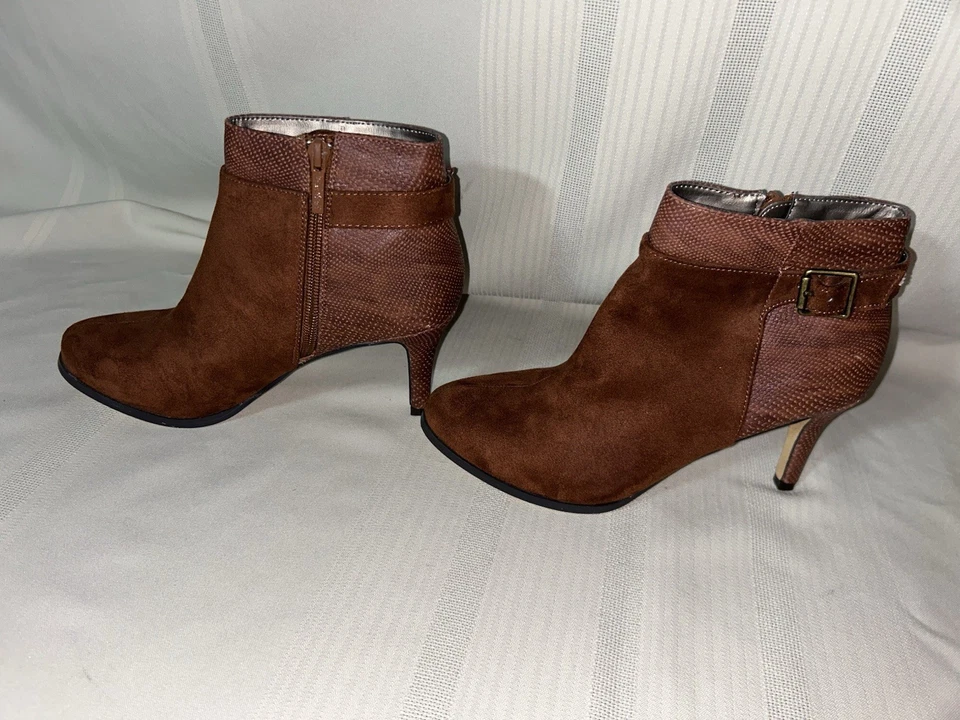 Michael Antonio Gamuza Tacón Alto Botines Mujer Zapatos 7.5 Marrón Foto 1 de 4