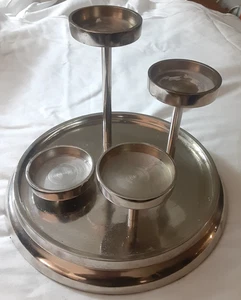 Mid Century Modern Chrome 4 Tier Candle Holder Stand Retro Atomic Style, 6" tall - Picture 1 of 5