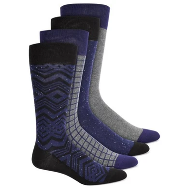 Носки Alfani 4 пары темно-синий влаги впитывающий платье работы напечатано синий серый - Изображение 1 из 4