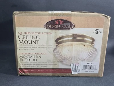 Design House Millbridge 507368 Polished Brass Ceiling Mount Light Fixture - Image 1 of 4