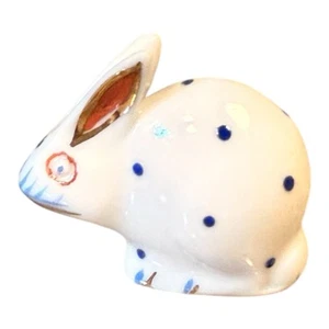 Herend Miniatur Hase blaue Punkte Goldrand Vintage - Bild 1 von 4