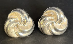 Sterling Silber 925 Knoten Ohrringe Schmetterling Verschluss Made In Italy Hohl - Bild 1 von 6