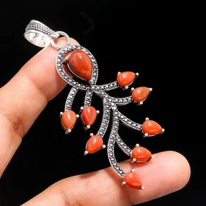 Carnelian Gemstone 925 Sterling Silver Pendant Handmade Jewelry For Women - Picture 1 of 8