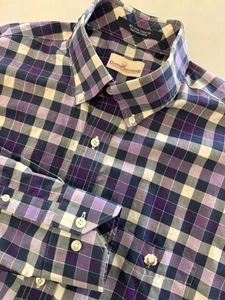 “Cotton Brothers” Plaid Shirt Mens Casual Button Down Long Sleeve Logo Purple - Picture 1 of 17