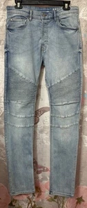 H&M Divided Stretch Button Fly Moto Jeans Mens 32 Skinny Fit - Picture 1 of 10