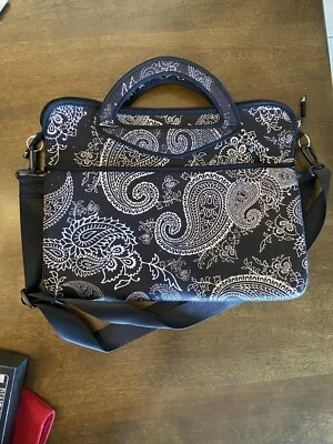 Bolso mensajero para portátil de neopreno marca ie correa extraíble negro blanco paisley Foto 1 de 4