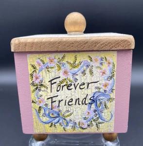 Vintage Wood Keepsake Box, Designed: Constance Guerra, 'Forever Friends', Pink - Picture 1 of 5