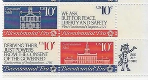 US Continental Congress Bicentennial Era 10c Zip Block of 4 Scott #1543 - 1546 - Picture 1 of 1