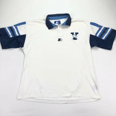 VTG 90s Yale University Polo Shirt by Starter Ivy League Bulldogs • LARGE Cover