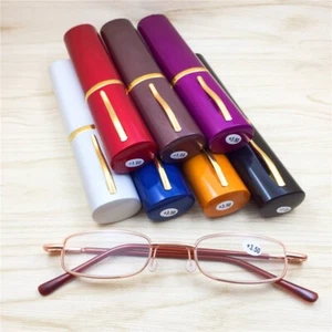 New Women Men Reading Glasses Rimmed Slim with Tube Case+1.5 2.0 2.5 3.0 3.5 4.0 - Picture 1 of 12