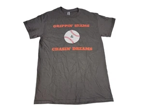 Grippin' Seams & Chasin' Dreams Baseball T-shirt Gray Short Sleeve Youth S NEW - Picture 1 of 7
