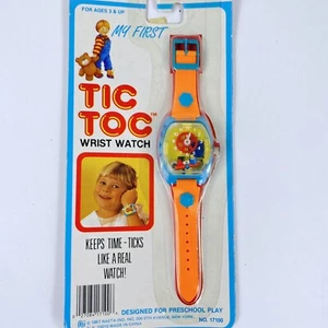 Vintage NOS Toy Watch My First Tic Toc Wrist Watch Preschool Mint 1980s Neon - Picture 1 of 5