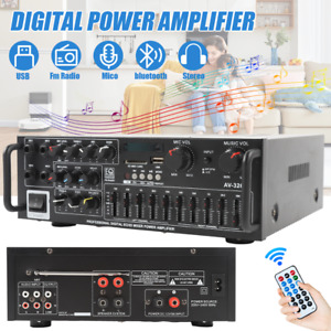 1200W Digital Power Amplifier Bluetooth Stereo HiFi Audio 2CH USB SD FM Car Home