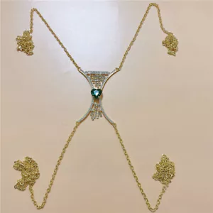 Womens Fashion Chest Necklace Luxury Crystal Tassel Sexy Rhinestone Body Chain - Picture 1 of 14
