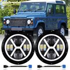 Pair 7" Inch Halo Angel Eyes DRL LED Headlights For Land Rover Defender 90 110
